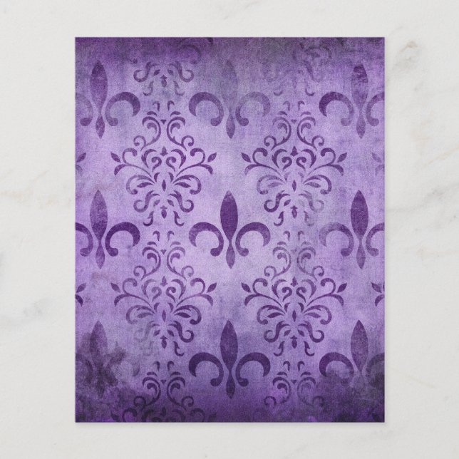 Lámina Purple Shabby Fleur de lis Scrapbook Paper (Anverso)