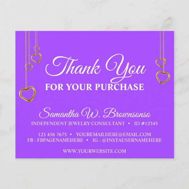 Lámina Purple Simple Clean Heart Gold Gracias (Anverso)