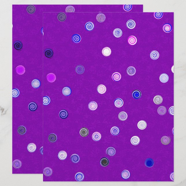 Lámina Purple Twisty Polka Dot Spiral 2-Sided Scrap Paper (Anverso / Reverso)