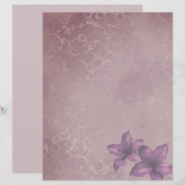 Lámina Purple Vintage Floral Scrapbook Paper – Soft Lilac