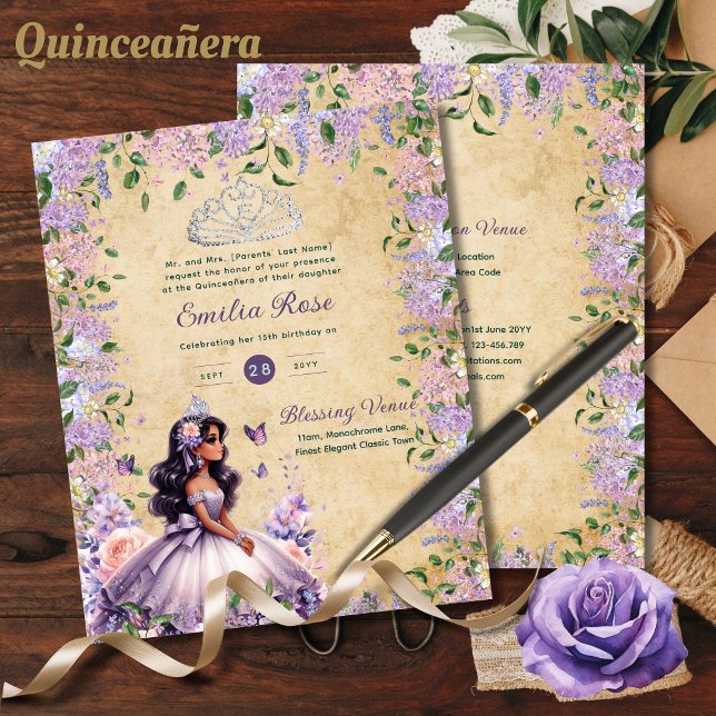 Lámina Púrpura Lilac Quinceanera Vestir Wisteria Floral (Subido por el creador)