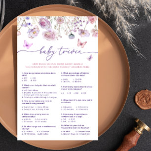 Lámina Púrpura mariposa rosa Flores salvajes Baby Trivia 