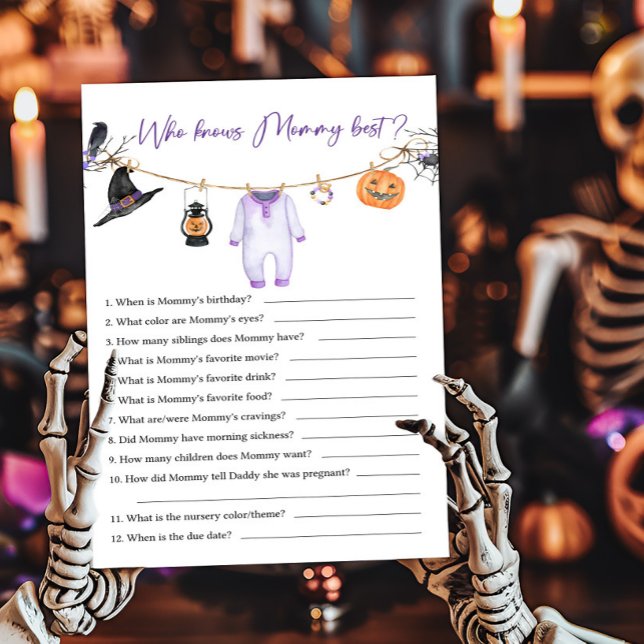 Lámina Púrpura Pequeño Boo que conoce a mamá mejor juego (Halloween Baby Clothes Baby Shower Who knows Mommy Best Game)