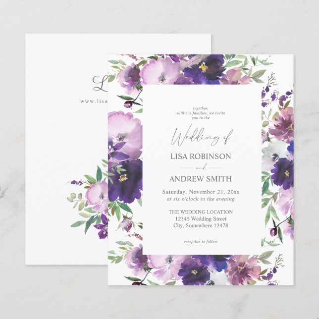 Lámina Púrpura Presupuestario - Lavanda y Floral Violeta  (Anverso / Reverso)