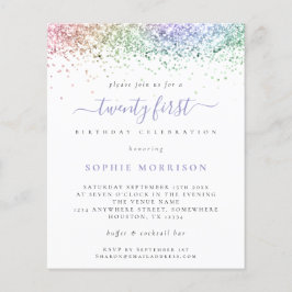 Lámina Purpurina 21ª Invitación Fiesta de presupuesto Mul