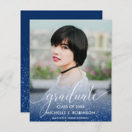 Lámina PURPURINA AZUL DE PRESUPUESTO Ombre Girly Graduaci