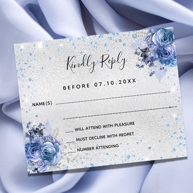 Lámina Purpurina azul plateado floral boda presupuestal R (Subido por el creador)