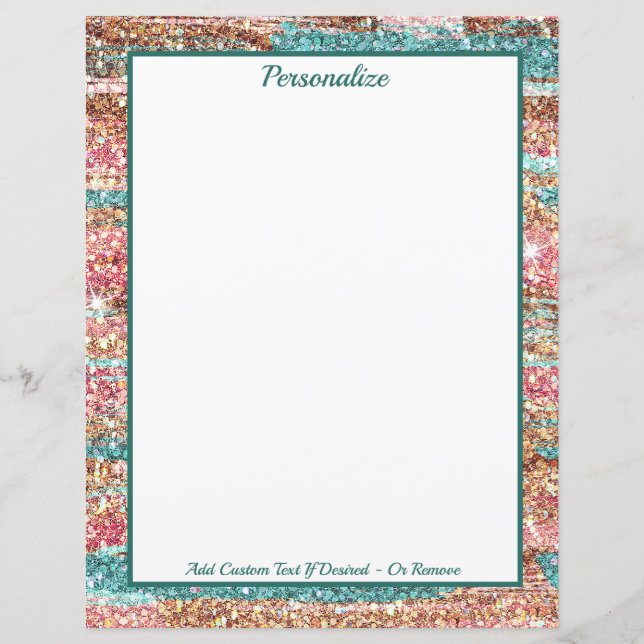 Lámina Purpurina azul rosado bonito personalizado (Anverso)