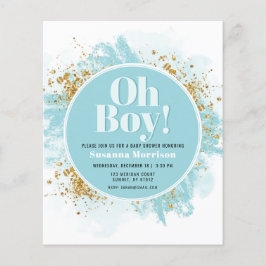 Lámina Purpurina de acuarela de Budget Oh Boy Baby Shower