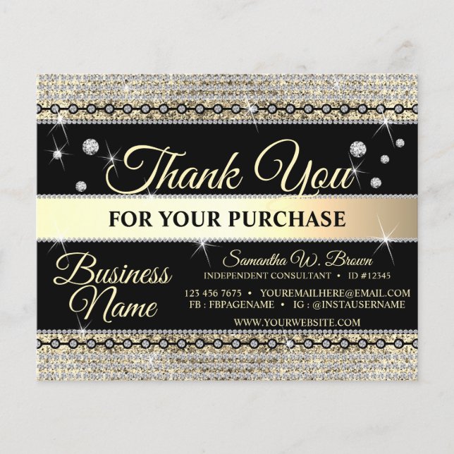 Lámina Purpurina de joyas Gold Diamond Gracias Por El Ped (Anverso)