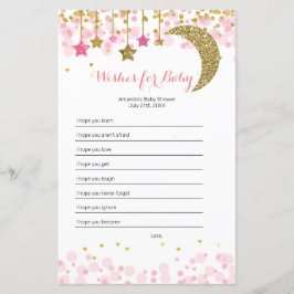 Lámina Purpurina de luna rosa de los deseos de acuarela p