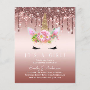 Lámina PURPURINA de obtención de Baby Shower de Unicornio