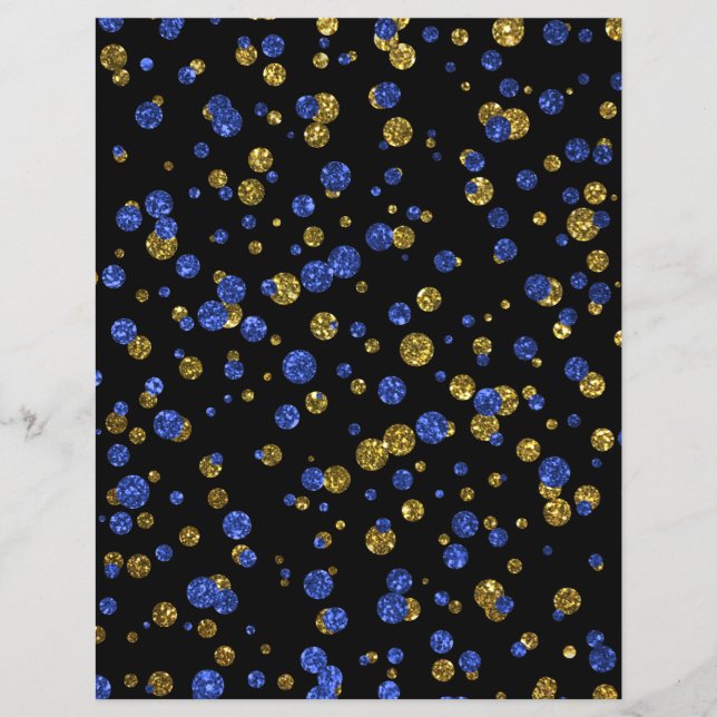 Lámina Purpurina de oro azul Confetti Papel negro de cart (Anverso)