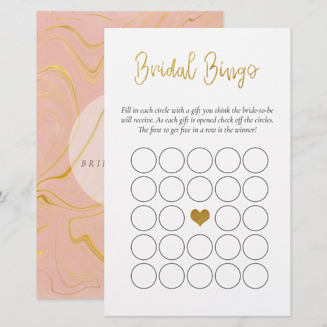 Lámina Purpurina de oro Bingo de novia Juguete de ducha d (Anverso / Reverso)
