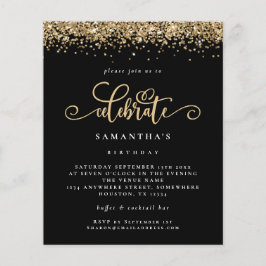 Lámina Purpurina de oro de presupuesto celebra cumpleaños