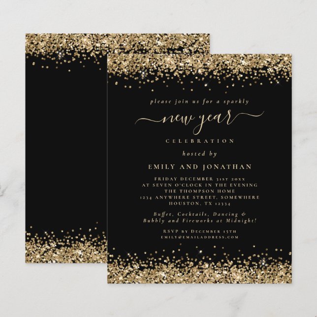 Lámina Purpurina de oro de presupuesto Fiesta de Año Nuev (Anverso / Reverso)