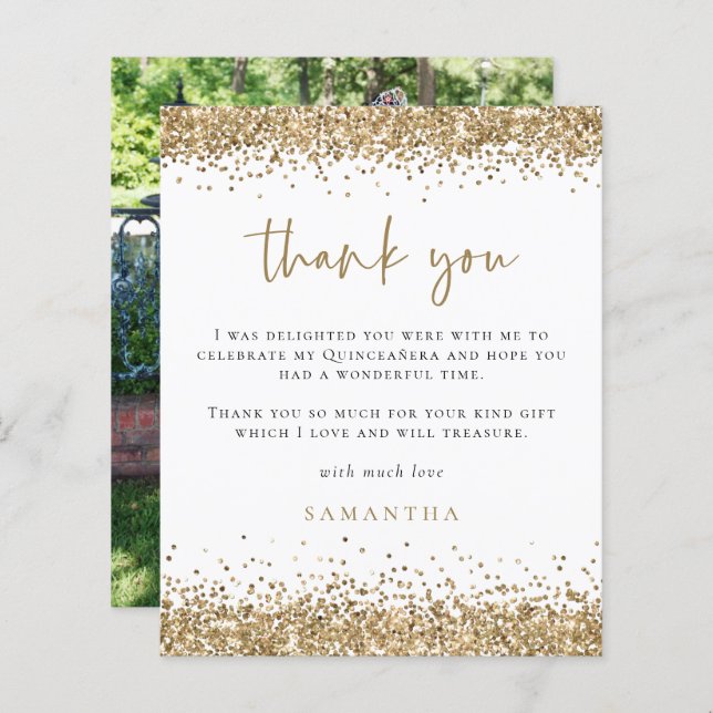 Lámina Purpurina de oro de presupuesto Foto Quinceañera G (Anverso / Reverso)