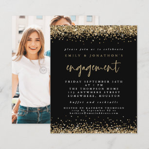 Lámina Purpurina de Oro de Presupuesto Invitación Negra
