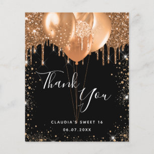 Lámina Purpurina de oro negro Budget Sweet 16 gracias