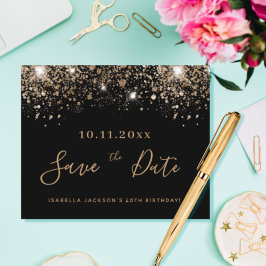 Lámina Purpurina de oro negro de cumpleaños presupuestado