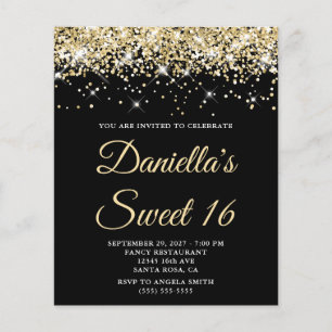 Lámina Purpurina de oro pálido dulce negro 16 invitación 