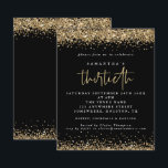 Lámina Purpurina de Oro Presupuestario 30 Fiestas Invitad<br><div class="desc">Elegante Purpurina de Oro 30 Fiestas Invitación Negra. Una alternativa económica para SMALLER de 4, 5" x 5, 6". Disponible en un ALMACENAMIENTO DE TARJETAS SEMI GLOSS 110 lb o en un SATIN FINISH DE PAPEL DELGADO DE 80 lb. Los sobres son un extra opcional. Los límites de los confeti...</div>