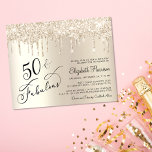 Lámina Purpurina de Oro Presupuestario 50.ª Invitación a<br><div class="desc">Elegante,  moda y presupuesto fácil para la celebración de 50 cumpleaños con "50 & Fabulous" escrito en un guión elegante sobre un fondo dorado,  con un purpurina de imitación dorado goteando.</div>