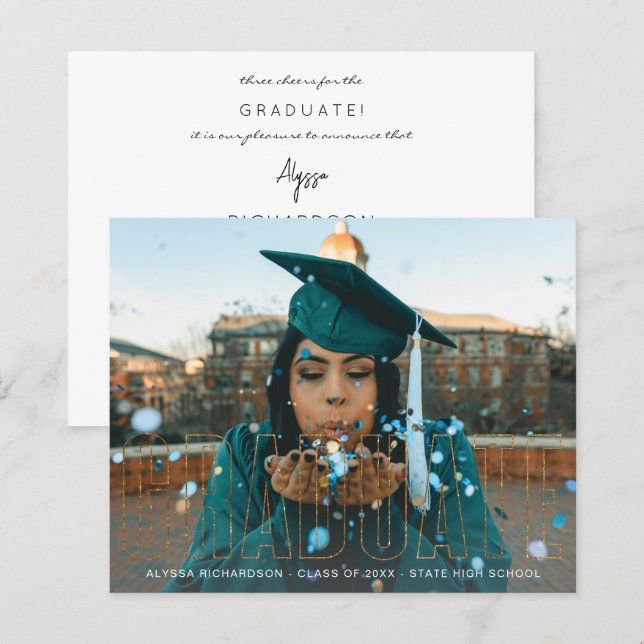 Lámina Purpurina de Oro Presupuestario Graduado Invitació (Anverso / Reverso)