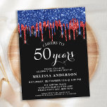 Lámina Purpurina de Plata Azul Elegante Presupuestario 50<br><div class="desc">Invite a sus amigos y familiares a su fiesta de cumpleaños con estos elegantes purpurinas azules, plateados y negros que beben invitaciones para fiestas de 50 años y provisiones para fiestas. Esta elegante invitación de cumpleaños de moda incluye 'Saludos a 50 años', años personalizados para 30, 40, 60, 70, 80,...</div>