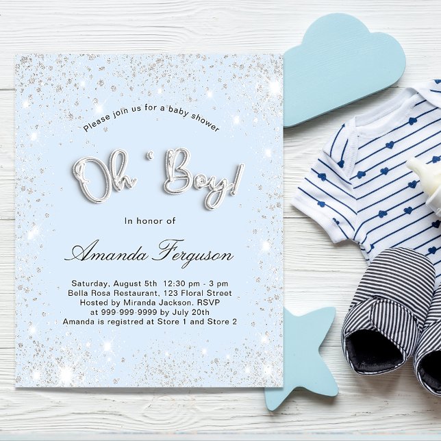 Lámina Purpurina de plata de bebé azul de Baby Shower de  (Subido por el creador)