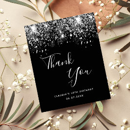 Lámina Purpurina de plata negra de cumpleaños de presupue