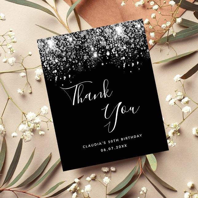 Lámina Purpurina de plata negra de cumpleaños de presupue (Subido por el creador)