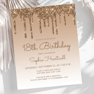 Lámina Purpurina de presupuesto Drip Gold 18th Birthday P