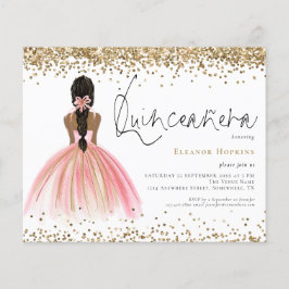 Lámina Purpurina de presupuesto vestido rosa de pelo oscu