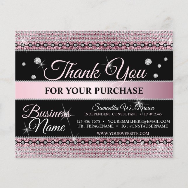 Lámina Purpurina Espumoso Joyería Rosa Gracias Por La Ord (Anverso)