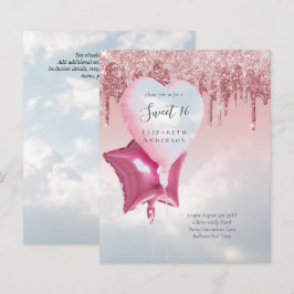 Lámina PURPURINA Glamour Girly Balloons invitan a PRESUPU