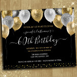 Lámina Purpurina Globos Invitación a la fiesta de cumplea<br><div class="desc">Elegantes globos de purpurina de oro y plata en la parte superior. Todo el texto es ajustable y fácil de cambiar para sus propias necesidades fiestas. Excelente elegancia guardar el diseño de la plantilla de la fiesta de cumpleaños. En cualquier año, la edad se puede cambiar. Tipografía elegante y moderna...</div>