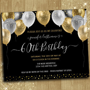 Lámina Purpurina Globos Invitación a la fiesta de cumplea