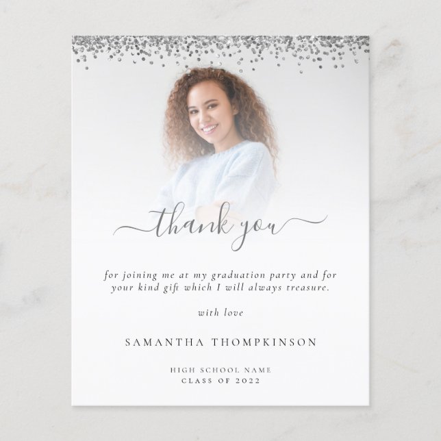 Lámina Purpurina Plata Grad Photo de Presupuesto Gracias (Anverso)