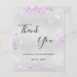 Lámina Purpurina púrpura de plata de cumpleaños de presup