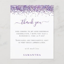 Lámina Purpurina púrpura de presupuesto Dulce 16 Gracias