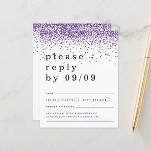 Lámina Purpurina púrpura presupuesto Boda Confetti RSVP