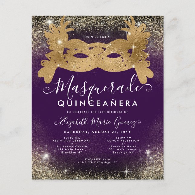 Lámina Purpurina Quinceanera (Anverso)