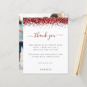 Lámina Purpurina Rojo Presupuesto Foto 21er cumpleaños Gr