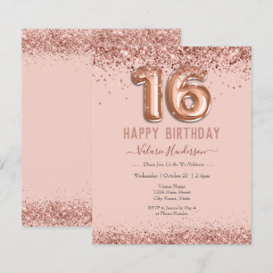 Lámina Purpurina Rosa de Rubor Feliz 16º cumpleaños