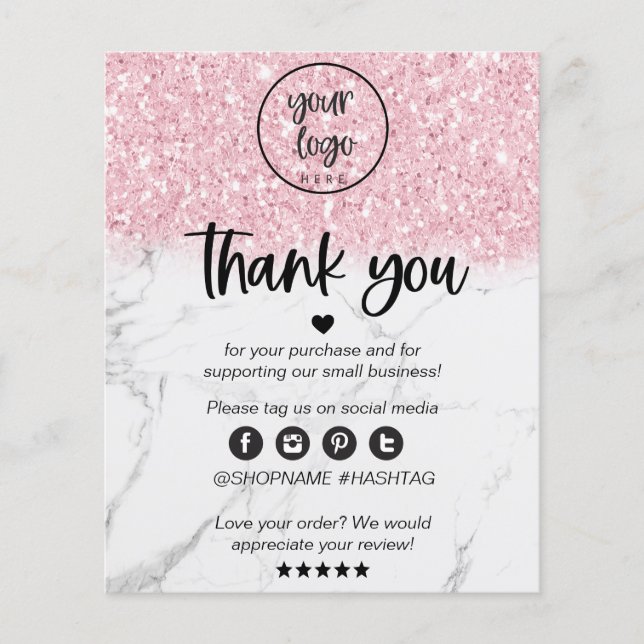 Lámina Purpurina Rosa Marble Business Gracias Por El Pedi (Anverso)