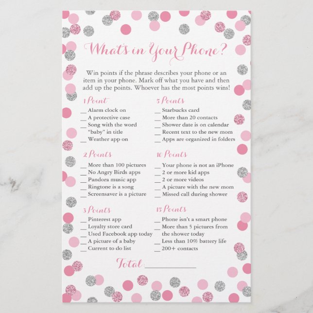 Lámina Purpurina rosa y plateado ¿Qué hay en tu juego de  (Anverso)