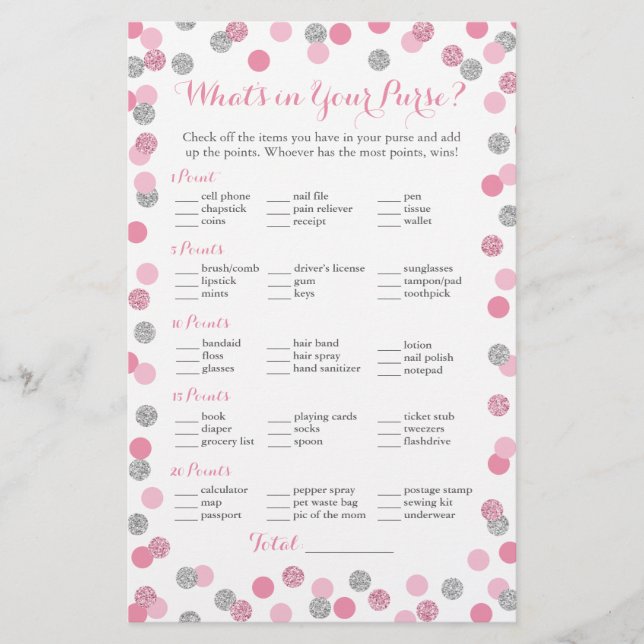 Lámina Purpurina rosa y plateado ¿Qué hay en tu juego de  (Anverso)