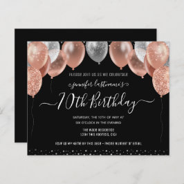 Lámina Purpurina Rosado Globos Fiesta de Cumpleaños 70