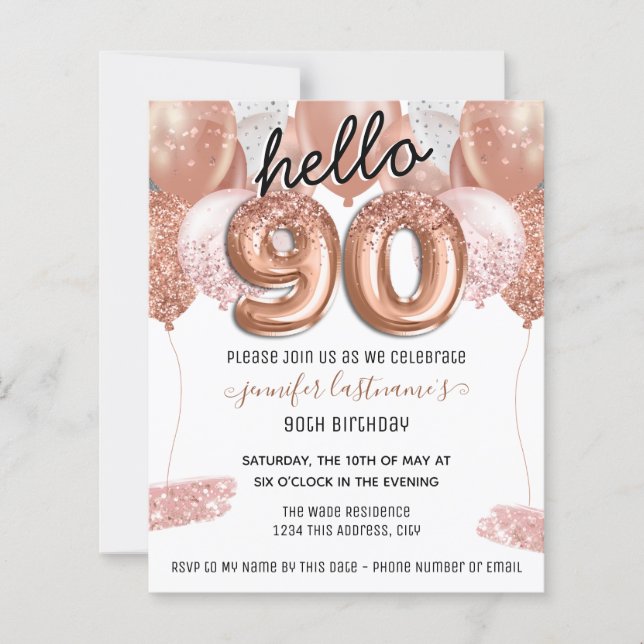 Lámina Purpurina Rosado Globos Nochevieja fiesta de cumpl (Anverso)